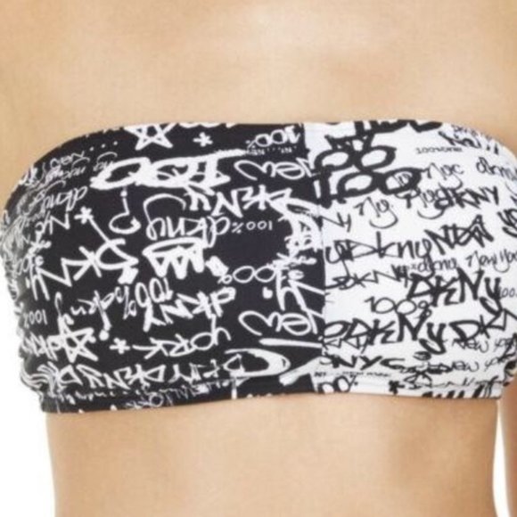 DKNY City Tag Logo-Print Bandeau Bikini Top - Picture 3 of 5